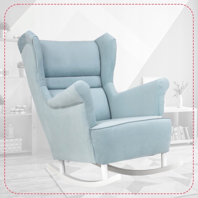 Schaukelsessel Zoja Trinity 22 Ohrensessel Wohnzimmersessel Pastellblau Baby Shower Baby Boy Hellblau Sessel